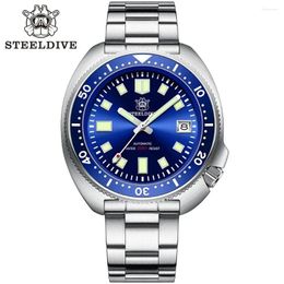 Wristwatches SD1970 Steeldive Brand Strap 44MM Automatic Movement Stainless Steel Case Sapphire Glass Men NH35 Dive Watch With Ceramic Bezel