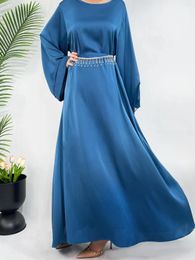 Ethnic Clothing Women Muslim Abaya Malaysian Middle Arab Long Robe Morocco Diamonds Abayas Kaftan Turkey Belt Gorgeous Party Vestidos Satin