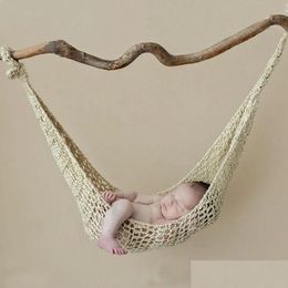 Keepsakes Born Pography Props Accessories Wool Handmade Knit Hook String Bag Studio Baby Po Cloghet Hammock Fotografia 231128 Drop Del Dh317