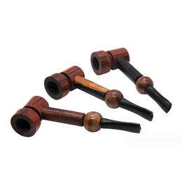 Latest Wood Hand Smoking Wooden Cigarette Pipes Cigar tobacco Herbal Philtre Hammer Pipe Metal Bowl Accessories Tool Tube Oil Rigs