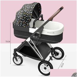 Strollers# Baby Stroller 3 In1 Cariage Travel With Car Seat Bron Pram Folding High Landscape Drop Delivery Kids Maternity Strollers Ot9Og Q2404291