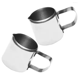 Dinnerware Sets 2 Pcs Bracket Mini Milk Jug Stainless Steel Steamer Coffee Creamer Cup Supplies