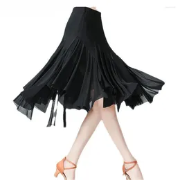 Stage Wear Women's Mid-Long Latin Dance Skirt Ballroom 360 Degree Salsa Rumba Waltz Flamenco Skirts For Practise