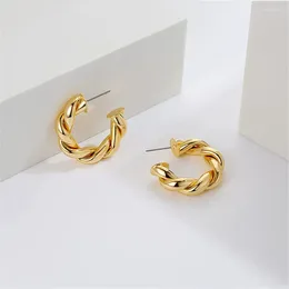 Hoop Earrings 2023 Copper Plated 14K Gold Wound Thick High Polished Lightweight For Girls' Party Gifts