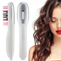 Head Massager EMS RF Electric Hair Growth Comb Red Light Therapy Vibration Scalp Head Massager Brush Anti Hair Loss Essence Oil Applicator 231211