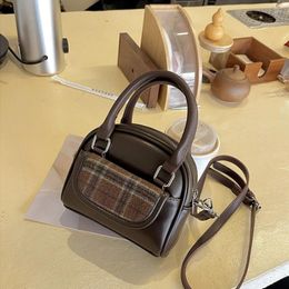 Shoulder Bags Xiuya Simple Handbag Plaid Print Pu Leather Fashion Bag Harajuku Style High Quality Designers Zipper Crossbody