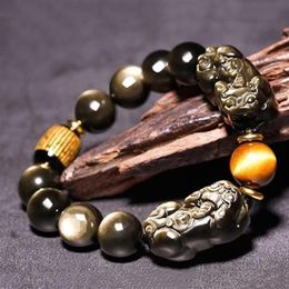 Beaded Strands Obsidian Pixiu Wealth Bracelet Vintage Good Luck Beaded Personalized Jewelry Gift For Men Women PR 347w