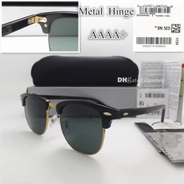 TOP Quality Glass Lens Fashion Men Women Plank Frame Sunglasses UV400 51MM Half Frame Designer Vintage Protecton Mercury Mirror Ca286m