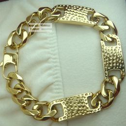 Men's Cool 14K 14CT Gold Filled GF 14mm Width 23cm Length Cool Braclet B140200E