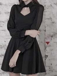 Casual Dresses Design Retro Goth Atmosphere Cut Out Short Skirt