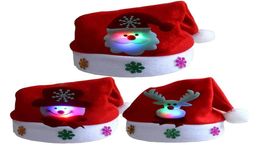 Merry Christmas Adult Kid LED Light Up Cap Santa Claus Snowman Elk Hat Xmas Gift8464281