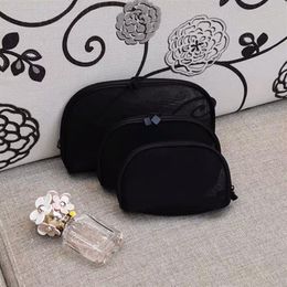 Women mesh fashion makeup case 3pcs set vanity cosmetic case makeup organizer bag toiletry clutch pouch boutique308N