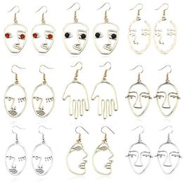 Dangle & Chandelier Fashion Pierced Face Earrings Personality Exaggerated Girl Metal Silhouette Student Daily Jewellery Gift2781