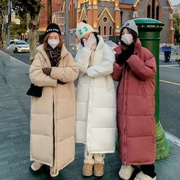 Women's Trench Coats X-Long Windproof Cotton Coat Women Thicken Warm Down Parkas Winter Jacket Zipper Overcoat Female Casual Loose