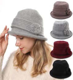 Stingy Brim Hats Women039s Wool Knitted Warm Bucket Hat Female Lady Autumn Winter UltraThick AllMatch Fashion Fedora Casual M969674249300