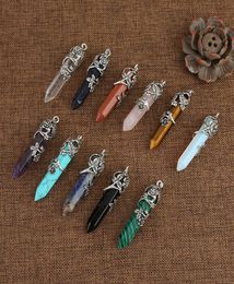 2020 New Fashion Natural Stone Crystal Head Hexagonal Column DIY Necklace Pendant Leather Chains For Women Men Jewelry4563685