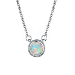 LuckyShine 5 Pcs Top Quality Round Fine Blue White Opal Gemstoe Silver Pendants Women's Rose Gold Charm Necklace Pendants Jew188S