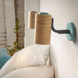 Wall Lamps Nordic Iron Wood-printed Bedroom Bedside Lamp Hall Bathroom Mirror Headlight Modern Living Room Lights Fixtures