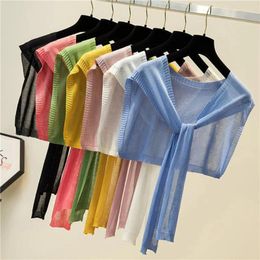 Scarves Fake Lapel Sun Protection Summer Cape Sunscreen See-through Small Knitting Shawl