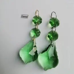 Chandelier Crystal Camal 2Pcs Apple Green 38mm Shaped Drop Pendant 14mm Octagon Bead SunCatcher Garland Lighting Part