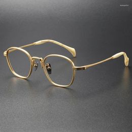 Sunglasses Frames Japanese Designer Brand Vintage Round Gold Glasses Frame For Men And Women Hand Craft Super Light Titanium Eyeglasses