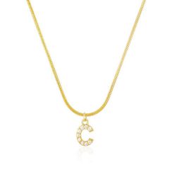 Inlaid Zircon Pendant Necklaces Letter Initial Pendant Necklace For Women Gold Chain Cute Charms Collier Alphabet Necklaces Jewelr3895444