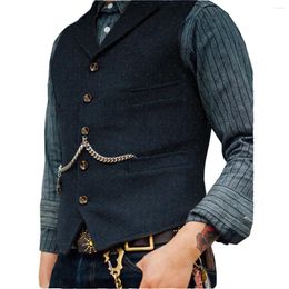 Men's Vests Burgundy Colourful Vintage Vest For Men Slim Fit Tweed Herringbone Waistcoat Mens Suits Groomsmen Coat Wedding Party