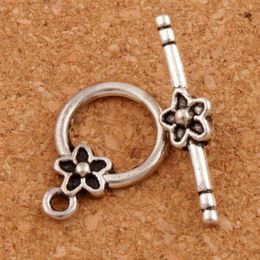 Plum Flower Bracelet Toggle Clasp 100sets lot Antique Silver Fit Bracelets L847 Jewellery Findings & Components LZsilver336a