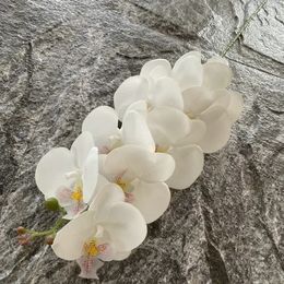 Decorative Flowers Wreaths 5Pc Faux Real Touch Butterfly Orchid Fake Flowers 9Head Phalaenopsis Wedding Flower Arrangement Party 231207