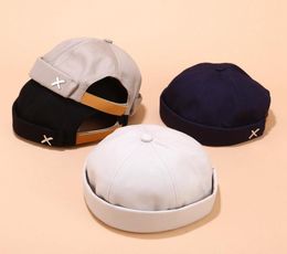 Men Street Casual Docker Sailor Biker Hat Loop Beanie Brimless Cap Fashion Unisex Pumpkin Vintage Navy Beanies5130035