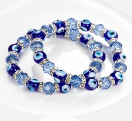 S1592 Evil Demon Eye Glass Crystal Bracelet Couples Bracelet Men Women Elastic Bracelets3922637