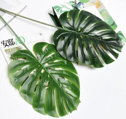 Large Artificial Tropical Plants Turtle Leaves Decorative Flowers Indoor Outdoor Garden Home Office Decor Fake Green Leaf2652914