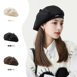 Berets Korean Version Of Autumn Winter Woolen Metal Beret With A Logo Men Women'S Octagonal Fashion Artistic Painter Hat Retro Style