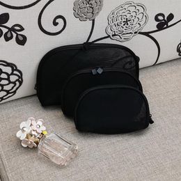 3Pcs set Fashion black net yarn storage bag C Women portable carry-on makeup box waterproof wash case for ladies favorite WOGUE it263j