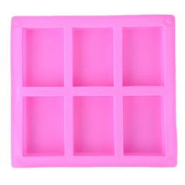 6 Cavities Handmade Rectangle Square Silicone Soap Mould Chocolate DOOKIES Mould Cake Decorating Fondant Moulds 1 Piece236B