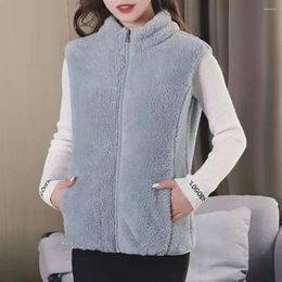 Women's Vests Women Sleeveless Vest Jacket Outdoor Plush With Stand Collar Zipper Closure Warm Winter