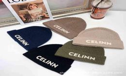 New c Home Pasted Cloth Letter Embroidery Knitted Hat Cel Wool Versatile Wool Hat Autumn and Winter Warm and Cold Hat Men and Wome9338346