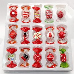 15 Pcs MURANO handmade red Glass Candy Art Christmas Ornament Pendant Room Table Decor Home Decor accessories Party Favours 2012275q