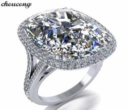 choucong Luxury Big Ring Cushion cut 8ct 5A Zircon Cz 925 Sterling Silver Engagement Wedding Band Rings for Women Men Jewelry3351298