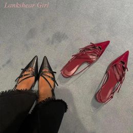 Dress Shoes 2023 Selling Multicolor Ankle Buckle Decor All Match Glossy High Heels Stiletto Heel Hollow Pointed Toe Women's Pumps