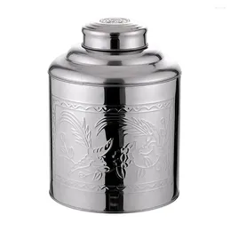 Storage Bottles Tea Decorative Wrapping Canister Metal Container Lid Stainless Steel Tank Airtight Sealed Loose Leaf Coffee Bean