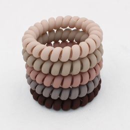 Hair Rubber Bands 5Pcsset Fashion Matt Solid Telephone Wire Elastic Hair Band Frosted Spiral Cord Rubber Band Hair Tie Stretch Head Band Gum 231208