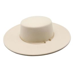 Stingy Brim Hats Thick Men's And Women's Wool Flat-top 10cm Felt Hat With Big287C