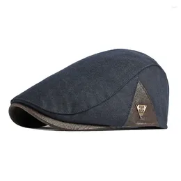 Berets Fashion Autumn Beret Hat Men Retro Sboy Flat Cap Herringbone Duckbill Painter Adjustable Gatsby Driving Cabbie