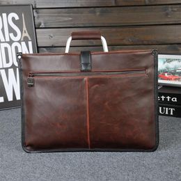 Simple Design Leather Men Briefcase With Metal Handle Business Men Document Bag Classic Office Mens Bags Handbag1275i