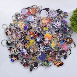 Keychains Lanyards 100pcs/Lot Hundreds of Styles Acrylic Keychain Anime Keyring High Quality Chibi Pendant Key Chain Accessories 231208