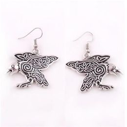 HY095 Nordic viking vintage Raven earrings talisman animals charm necklaces crow amulet pendant earrings with spirals accessories 2506