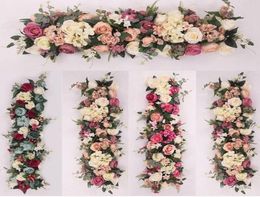 Artificial Arch Flower Row 100cm Length DIY Silk Peonies Roses Simulation Flowers Rows Wedding Centrepiece Decorative Backdrop4540096