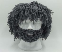 BBYES Cool Gifts Beard Hats Handmade Knit Warm Caps Halloween Funny Party Beanies for Mad Scientist Caveman Men Women New Winter S7431662