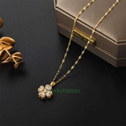 vans clover necklace top rotatable womens micro set white zircon rotable heart moving time collar chain van clee fashion accessories Jewellery with box